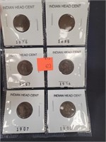 Indian Head Cent 1876 - 1885 - 1887 - 1906 -