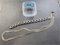 7 1/2" Heart bracelet and 22" snake chain; infor