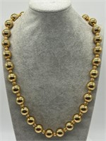 1970's Vintage Gold Tone Beaded Ball Necklace