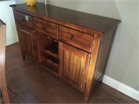 wood buffet w/wine rack, 3 drawers, 54x18x36