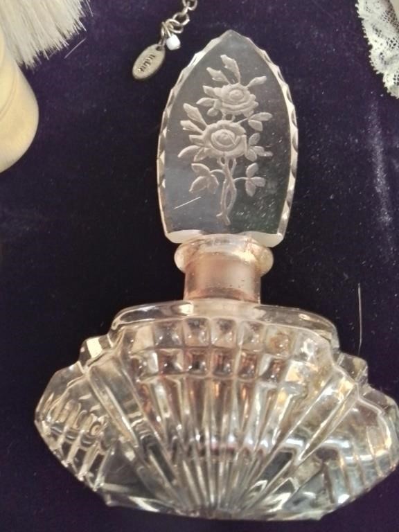 Vintage glass perfume bottle was stopper