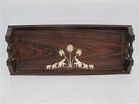 ELEPHANT INLAY SERVING TRAY POSSIBLE IVORY?