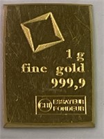 1 Gram Fine Gold Bar - Solid Gold