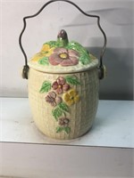 Signed  Wade Heath  pottery floral biscuit barrel
