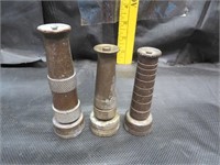 3 Vintage Brass Hose Nozzles