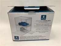 4 Pk Stackable Shoe Box & Organizers