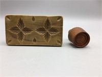 Two wooden butter print stamp mold