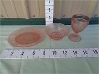 3-Vintage Pink Tiara Glassware