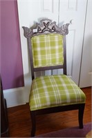Mahogany Chair w/Green Fabric
