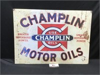 Champlain motor oil metal sign