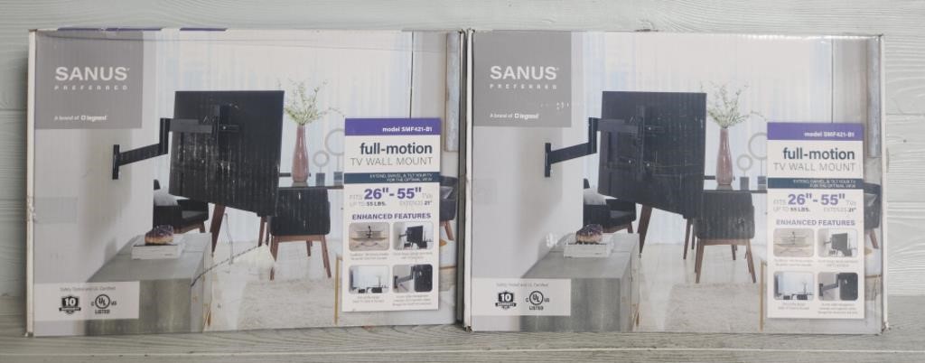 (2) Sanus Preferred Full Motion TV Wall Mounts