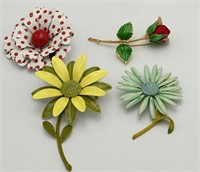 Vtg. Flower Brooch (4)