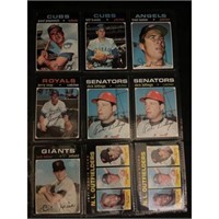 (9) 1971 Topps Baseball Cards No Creases
