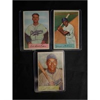 (3) 1954 Bowman Baseball Dodgers Cards Nice Shape
