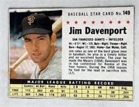 1961 Post Cereal # 149 Jim Davenport Card