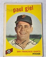 1959 TOPPS #9 PAUL GIEL VINTAGE SIGNED CARD