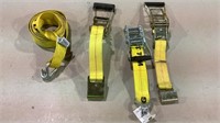 Straps with J hook, ratchet tie downs with flat