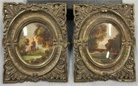 (2) Miniature photos in metal frames, Photos