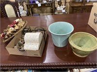 2 BOXES- POTTERY, PLANTER, & CANDLE HOLDER