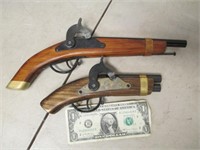 2 Vintage Metal & Wood Flintlock Style Toy Guns