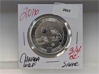 2016 3/4oz .999 Silv Canada Wolf $2