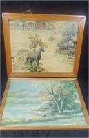Pair of prints 1 is horse other is scenery