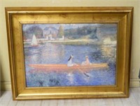 Gilt Framed Renoir "The Skiff" Print on Board.
