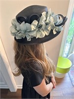 Navy Straw Hat by Jeanne Marie