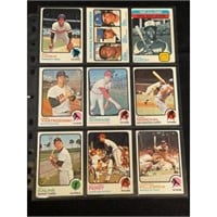 (9) 1973 Topps Baseball Stars/hof Nice Shape
