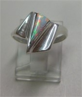 Sterling Silver & Opal Ring - Hallmarked