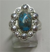 Sterling Silver & Blue Gem Turquoise SW Ring