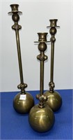 Ball Base , Brass Style Candlesticks Set of Three