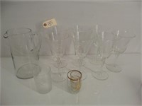 Flat of Etched Stemware & Pitcher