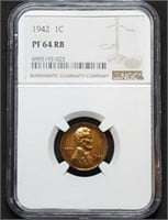 1942 Proof Lincoln Wheat Cent NGC PF64 RB