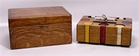 Oak game box, poker chips, slots for playing cards