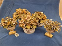 (5) Metal Enameled Flower Arrangements