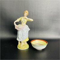 Occupied Japan Figurine w/ Small Dish