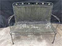 Wrought Iron Double Seated Bench, weather worn