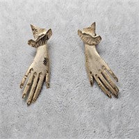 Art Nouveau Style Gloved Ladies Hands Earrings