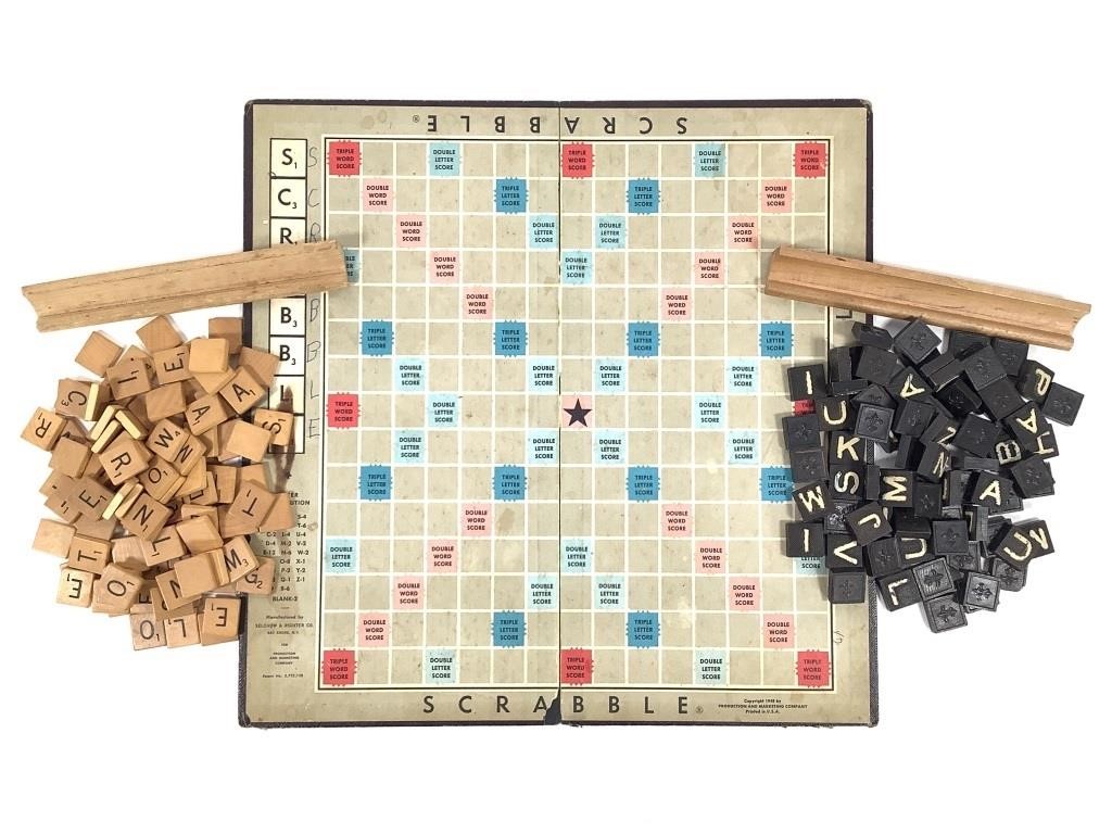 1948 Scrabble Game Board, 2 Sets Letter Tiles +