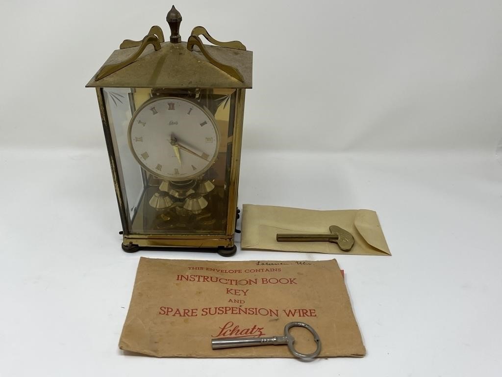 Vintage Schwartz Carriage Clock Includes Key