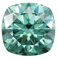 2.0ct Unmounted Cushion Green Moissanite