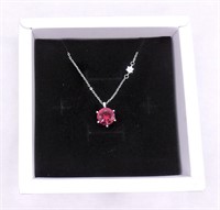 925S 4.0ct Red Ruby Solitaire Necklace