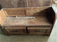 Wooden Bench with Drawers