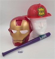 Marvel Iron Man Mask, Fireman Helmet & Wizards Bat