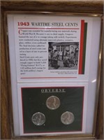 1943 WARTIME STEEL CENTS IN PLAQUE