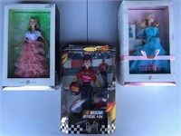 3 x Barbie doll NASCAR collection