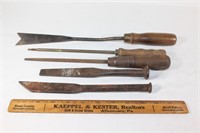 Lot of Antique Wood Chisels / Tools