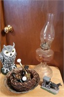 Kerosene lamp, owl decor, hardware