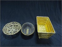 (3) Wood Baskets